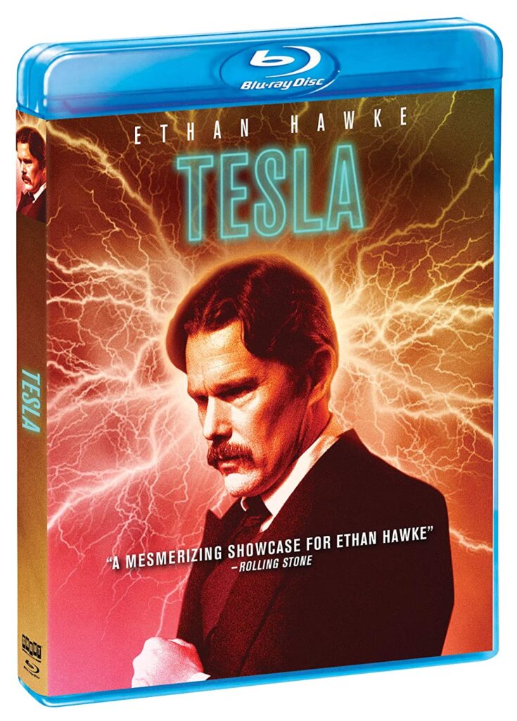 Ethan Hawke featuring in the poster of Tesla