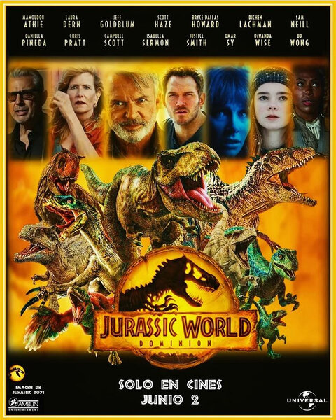 The poster of a film, jurassic world